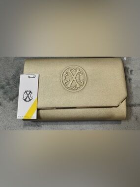 Christian Lacroix Gold Embossed Logo Clutch